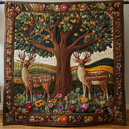 Floral Stag Scene WY1108010CL Quilt