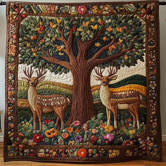 Floral Stag Scene WY1108010CL Quilt