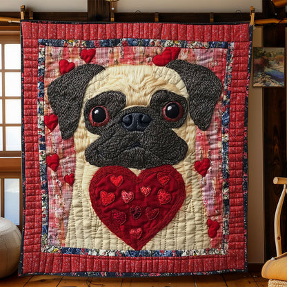 Heart Pug WY0901032CL Quilt