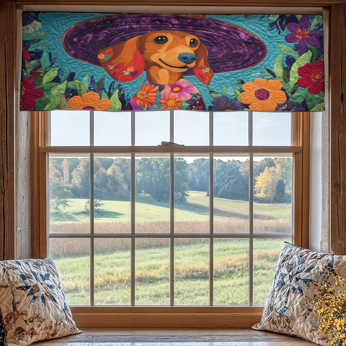 Flower Dachshund WX2205027CL Quilted Valance