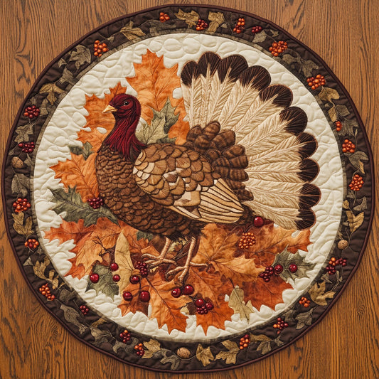 Turkey In Fall Splendor WN0708112CL Quilted Round Mat