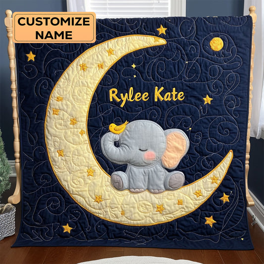 Sleepy Moon Safari WJ2307008CL Personalized Baby Quilt