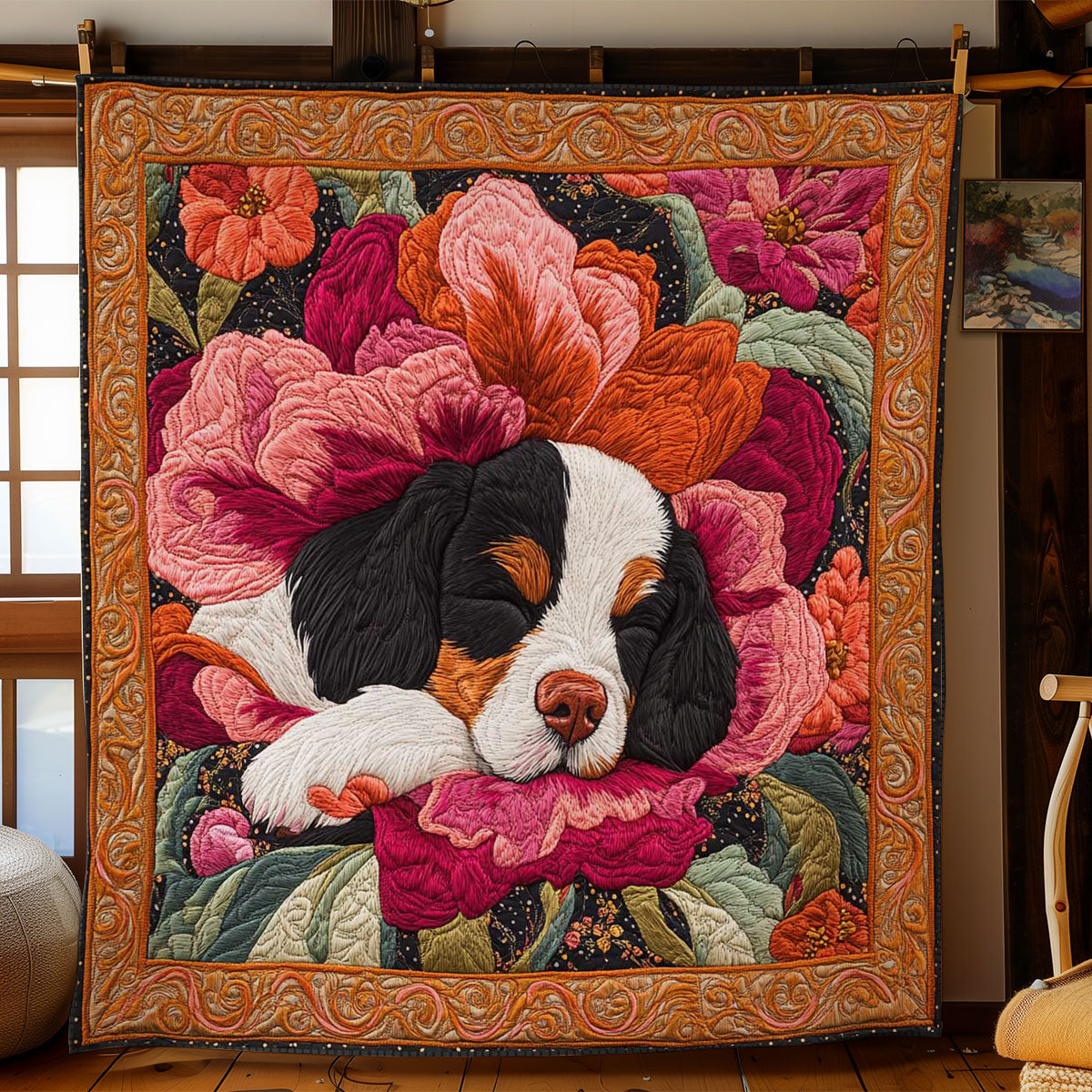 Dog Flower Nest WN2104020CL Quilt