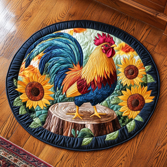 Sunflower Rooster WX2605055CL Quilted Round Mat
