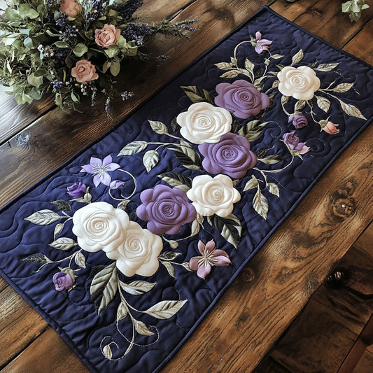 Purple And White CP0606014CL Quilted Table Runner