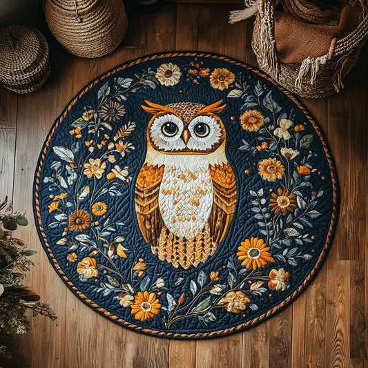 Autumn Bloom Owl WY3006005CL Quilted Round Mat