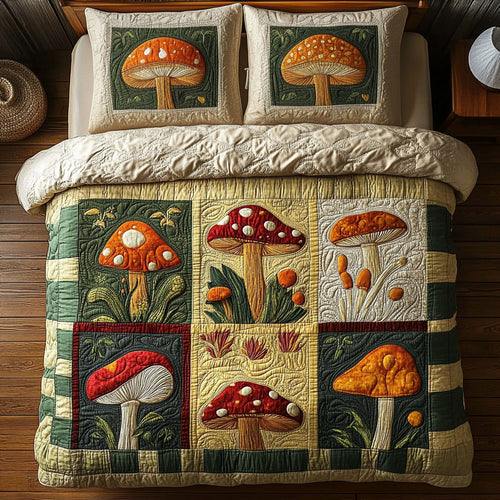 Whimsical Mushroom Patchwork WY0407049CL Duvet Cover Set