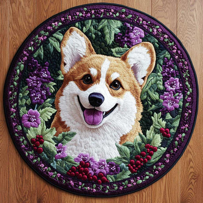 Violet Corgi WN2205080CL Quilted Round Mat