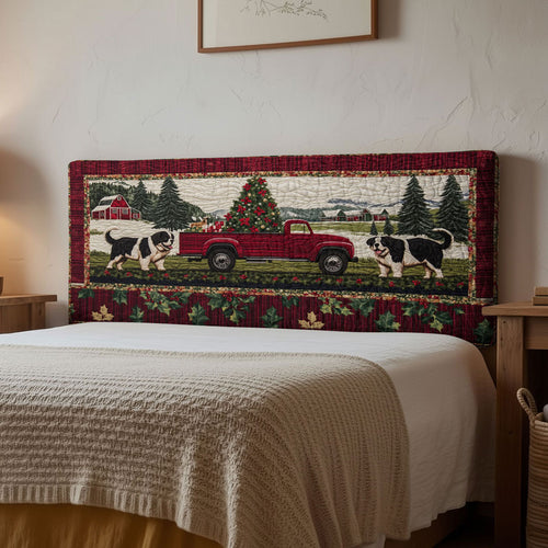 Bernese Mountain Dog Rustic Christmas WN0081312CL Quilted Headboard Slipcover