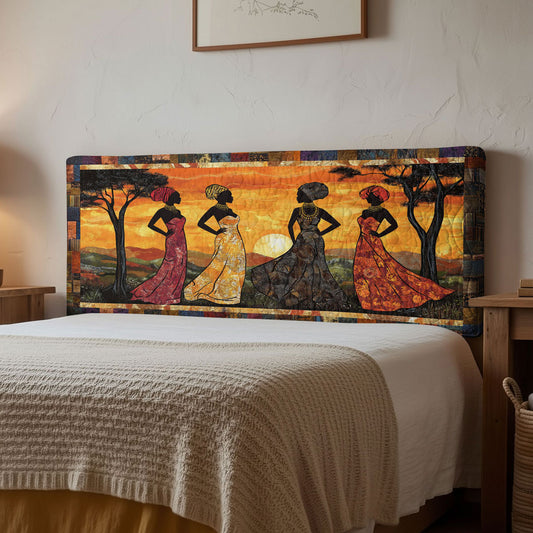 African Women Tribal Dawn WN1112138CL Quilted Headboard Slipcover