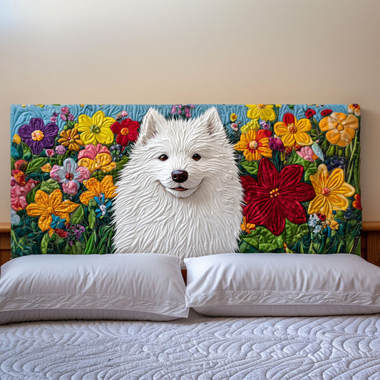 Samoyed Floral KL2412014CL Quilted Headboard Slipcover