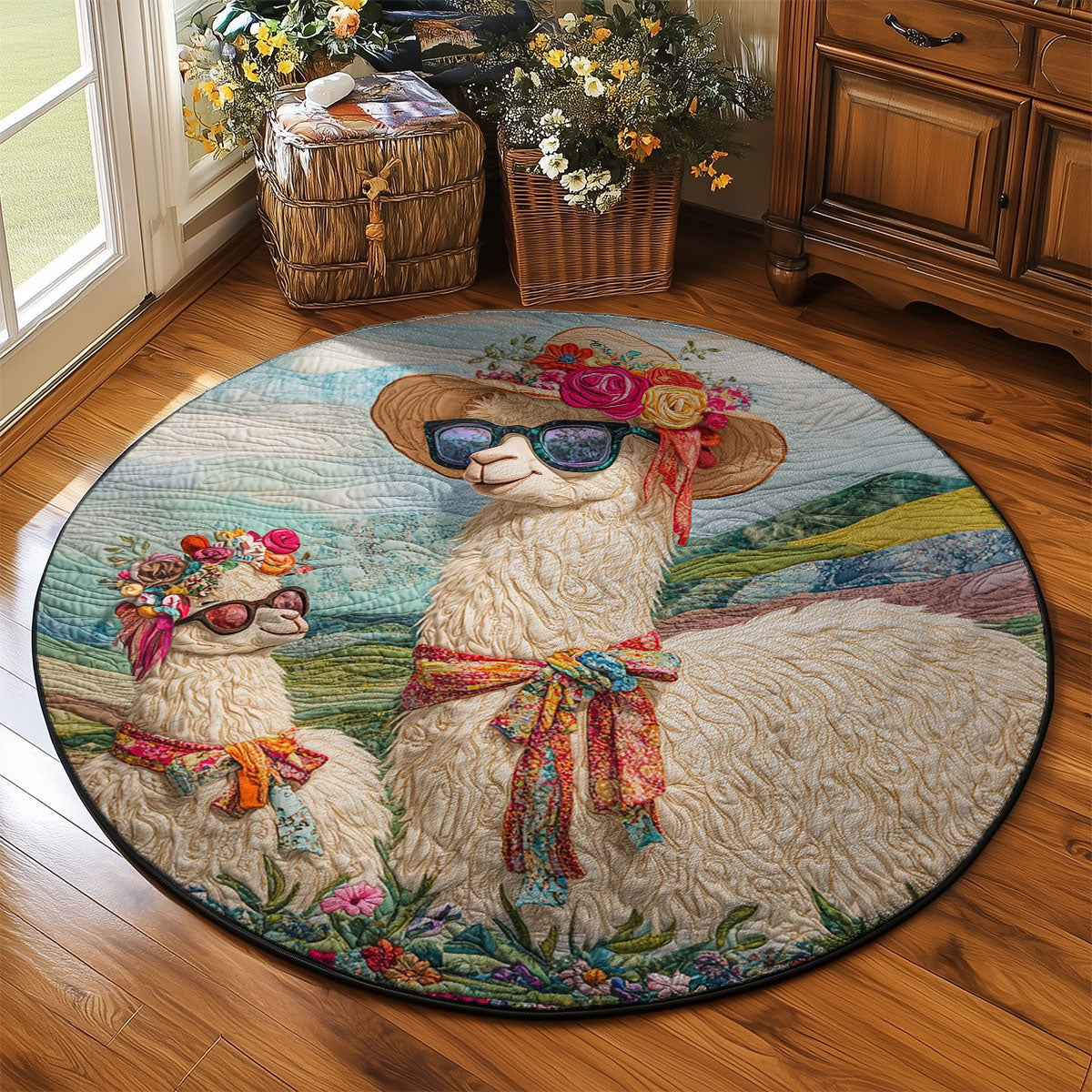 Llama Fiesta WJ2103070CL Quilted Round Mat