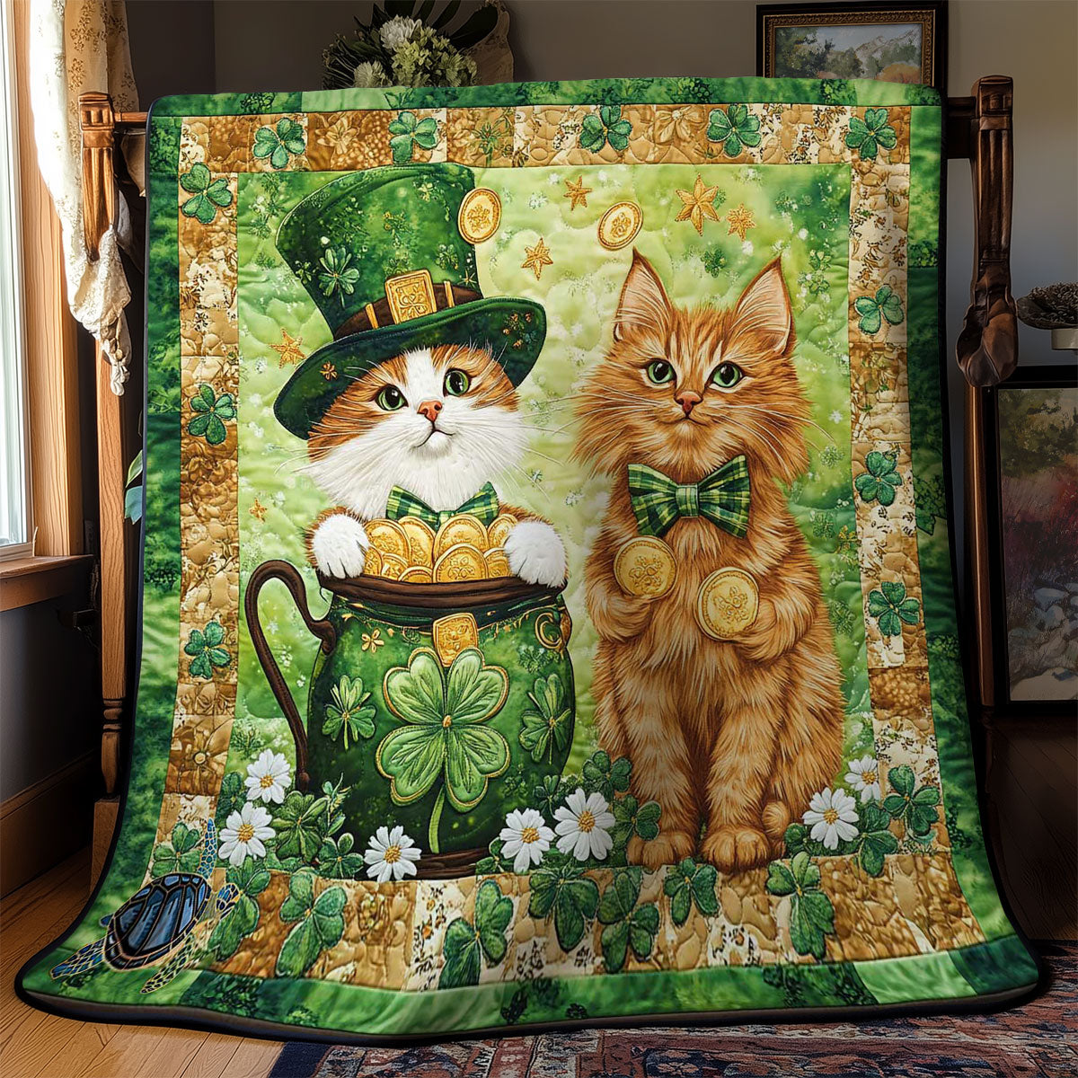 Festive Clover Cats WN1912006CL Quilt