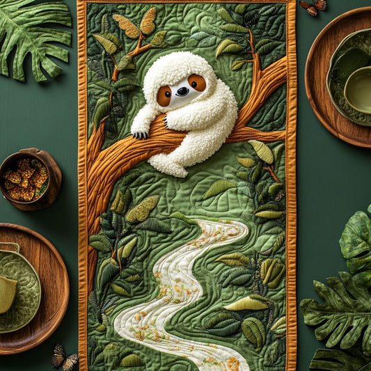 Cute Sloth WY0506011CL Quilted Table Runner