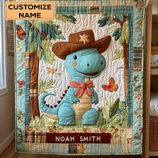 Rodeo Dino Dreams WY1807008CL Personalized Baby Quilt