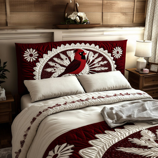 Crimson Cardinal Blessing KL2412002CL Quilted Headboard Slipcover