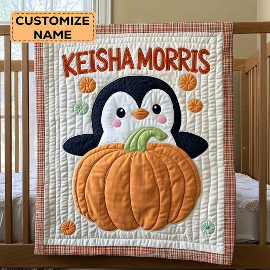 Penguin Pumpkin CP0108056CL Personalized Baby Quilt
