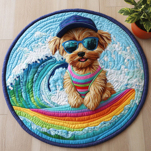 Happy Yorkie CW0606038CL Quilted Round Mat