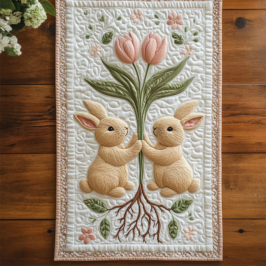 Bunny And Tulip WY3004009CL Quilted Table Runner