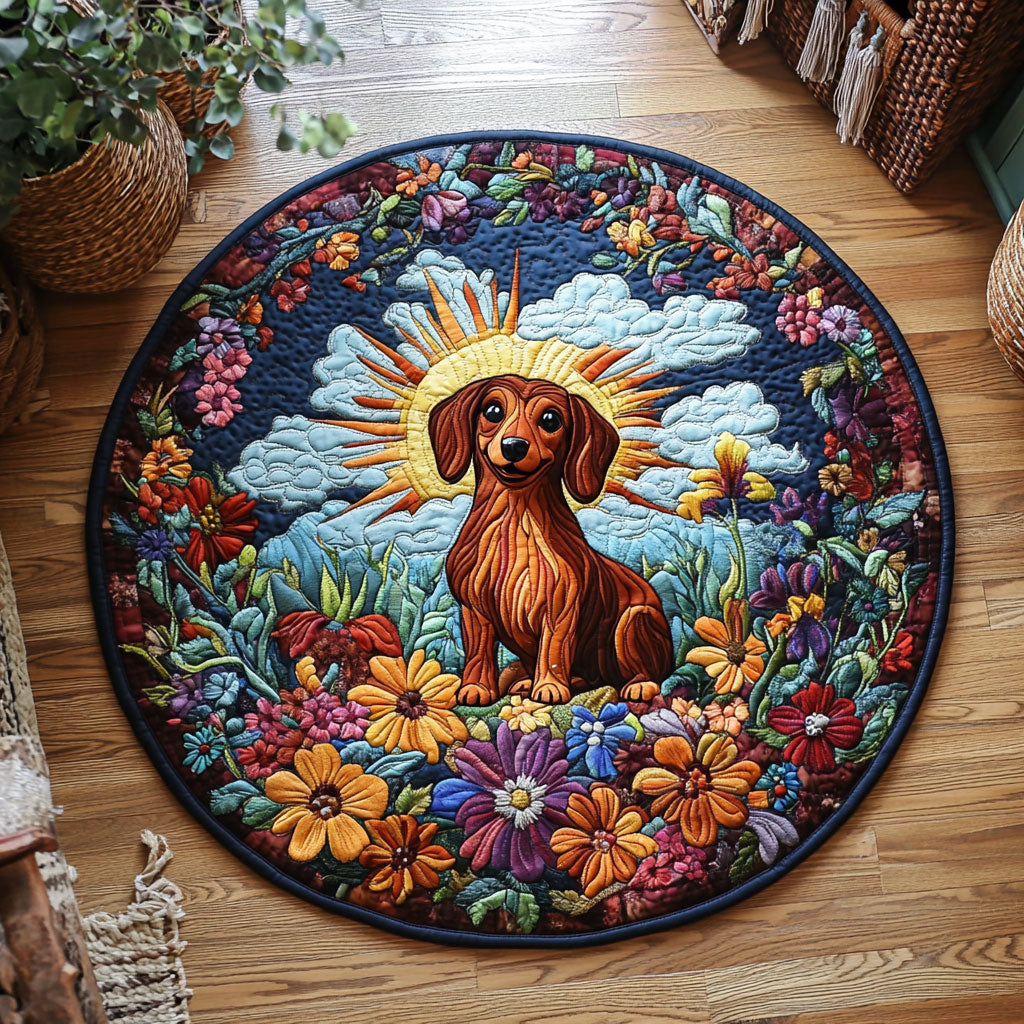 Dachshund Floral WY2205036CL Quilted Round Mat