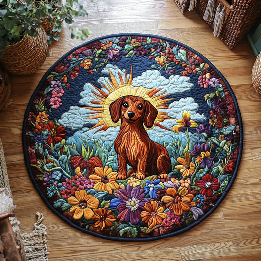Dachshund Floral WY2205036CL Quilted Round Mat