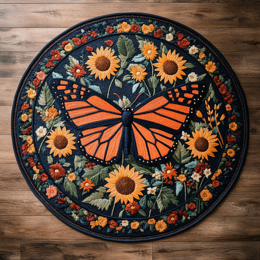 Blooming Butterfly WN0107004CL Quilted Round Mat