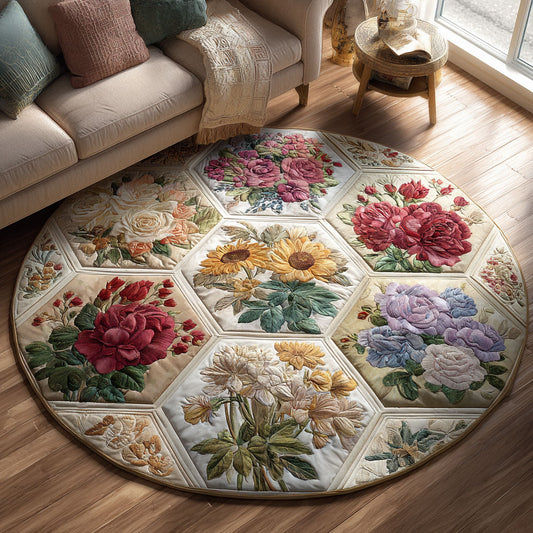 Floral Symphony CW1301144CL Quilted Round Mat