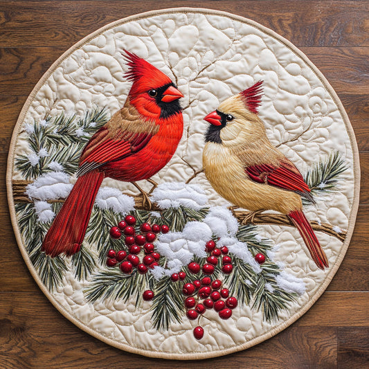 Charming Cardinal WX2103112CL Quilted Round Mat