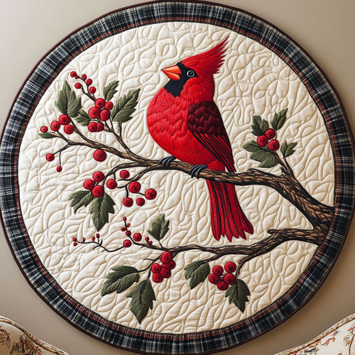 Charming Cardinal WX2203104CL Quilted Round Mat