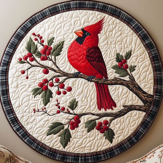 Charming Cardinal WX2203104CL Quilted Round Mat