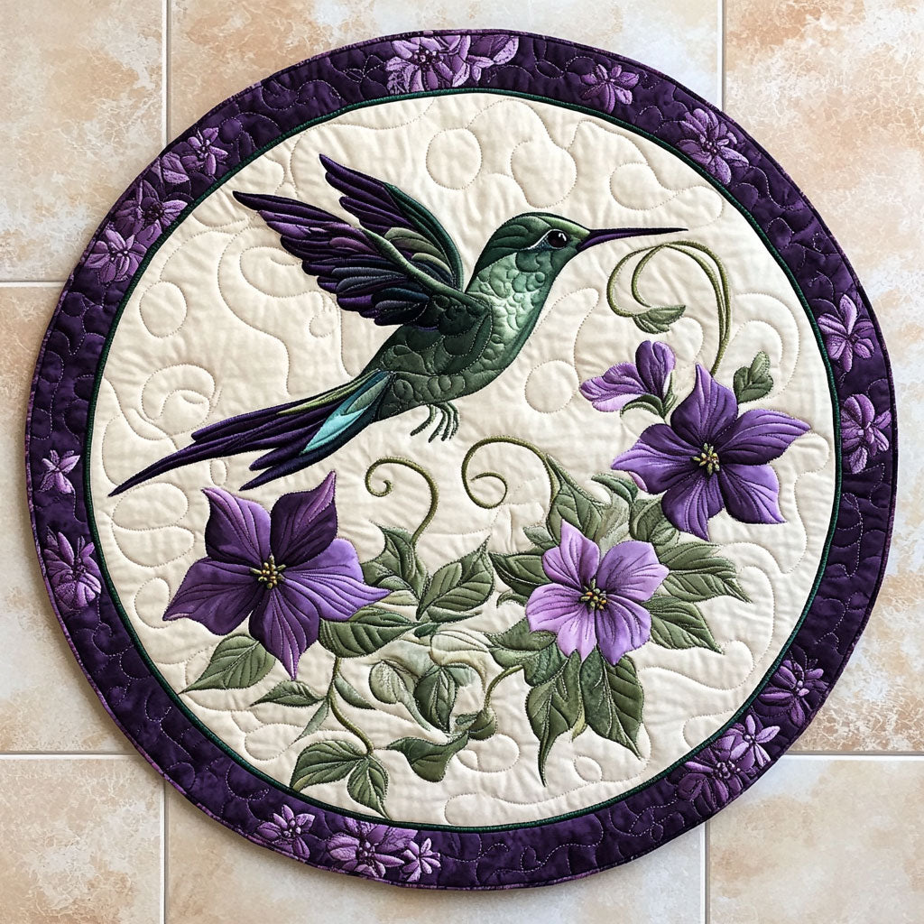 Charming Hummingbird WX2403056CL Quilted Round Mat