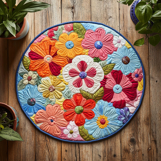 Colorful Flower WX2103115CL Quilted Round Mat