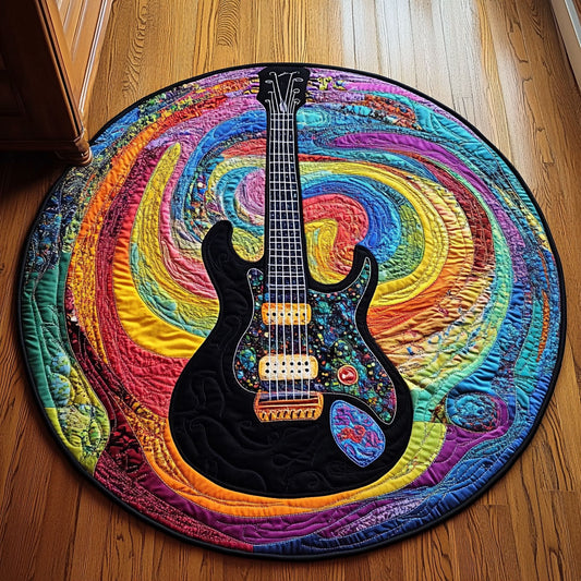 Colorful Guitar WU2503007CL Quilted Round Mat
