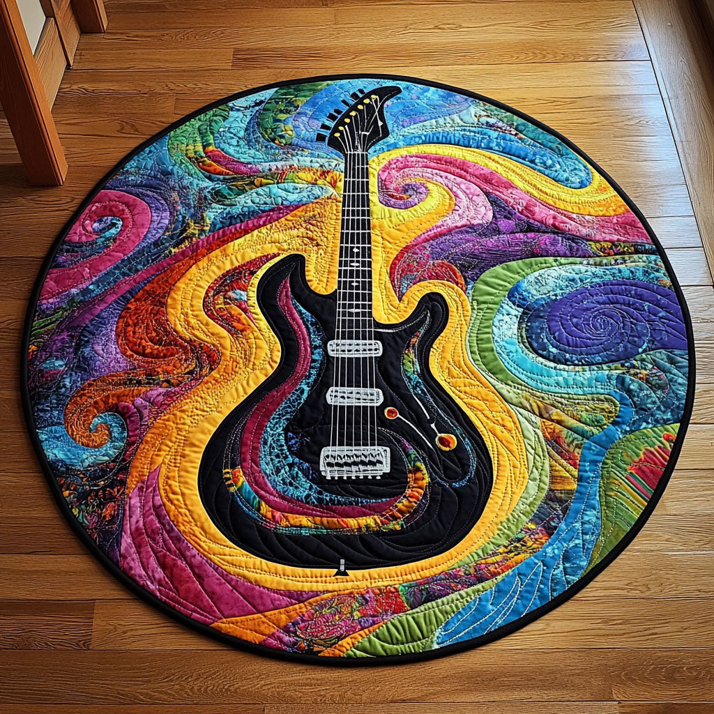 Colorful Guitar WU2503008CL Quilted Round Mat