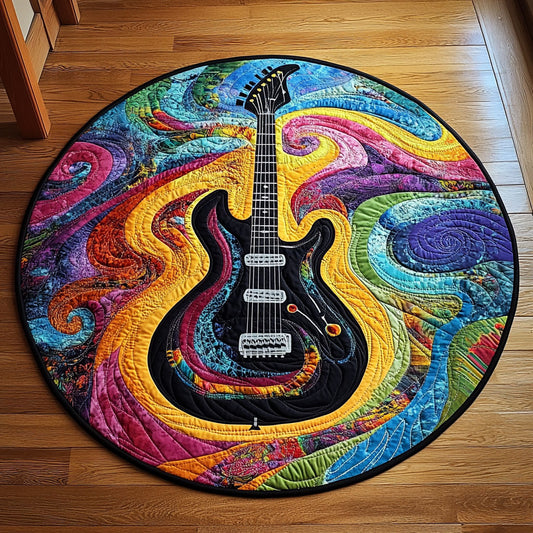 Colorful Guitar WU2503008CL Quilted Round Mat