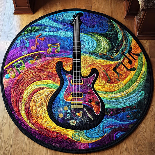 Colorful Guitar WU2503009CL Quilted Round Mat