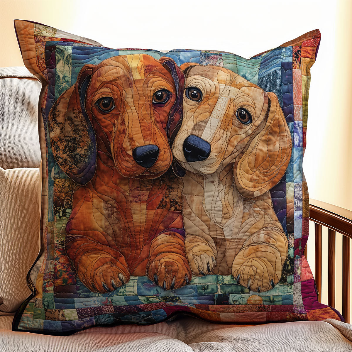 Couple Dachshund WX1703072CL Quilt Pillow Case