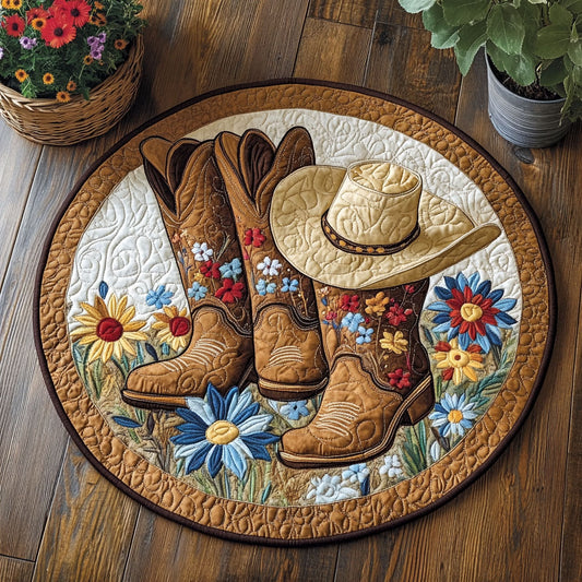 Cowboy Boots WU2103084CL Quilted Round Mat