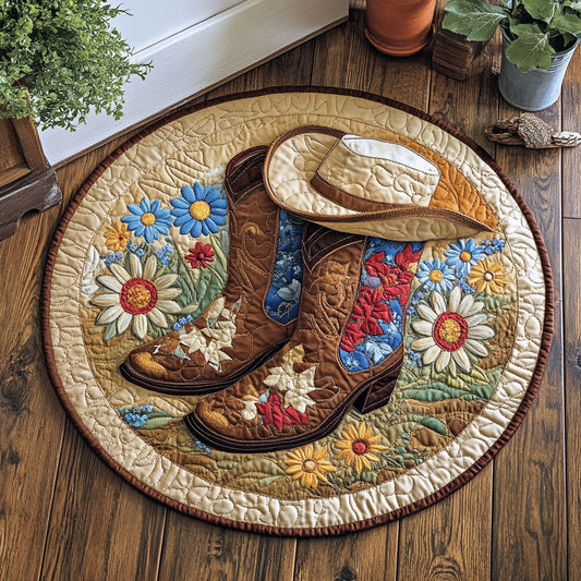 Cowboy Boots WU2103085CL Quilted Round Mat