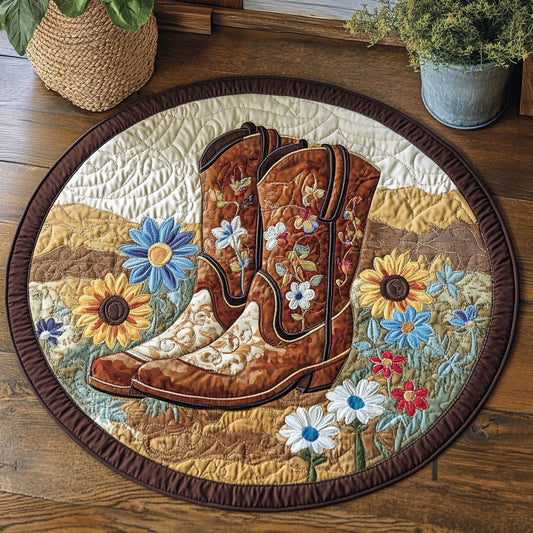 Cowboy Boots WU2103086CL Quilted Round Mat