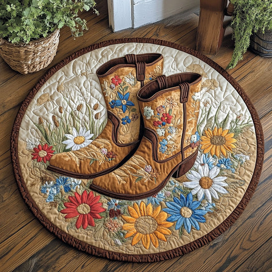 Cowboy Boots WU2103087CL Quilted Round Mat