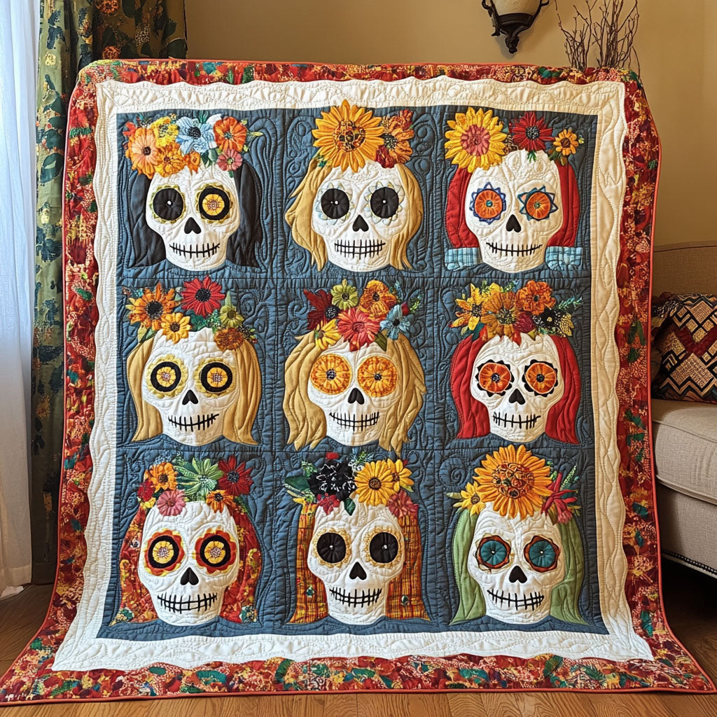 Crimson Veil Skull Woman WN0908016CL Quilt
