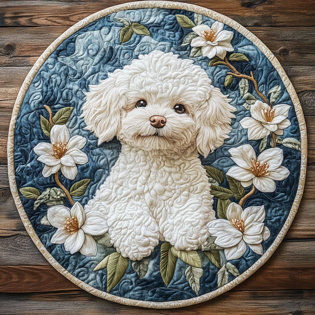 Cutest Bichon Frise WX2103118CL Quilted Round Mat