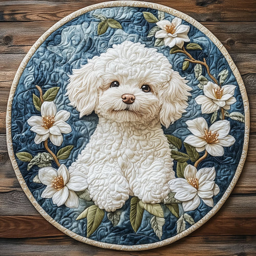 Cutest Bichon Frise WX2103118CL Quilted Round Mat