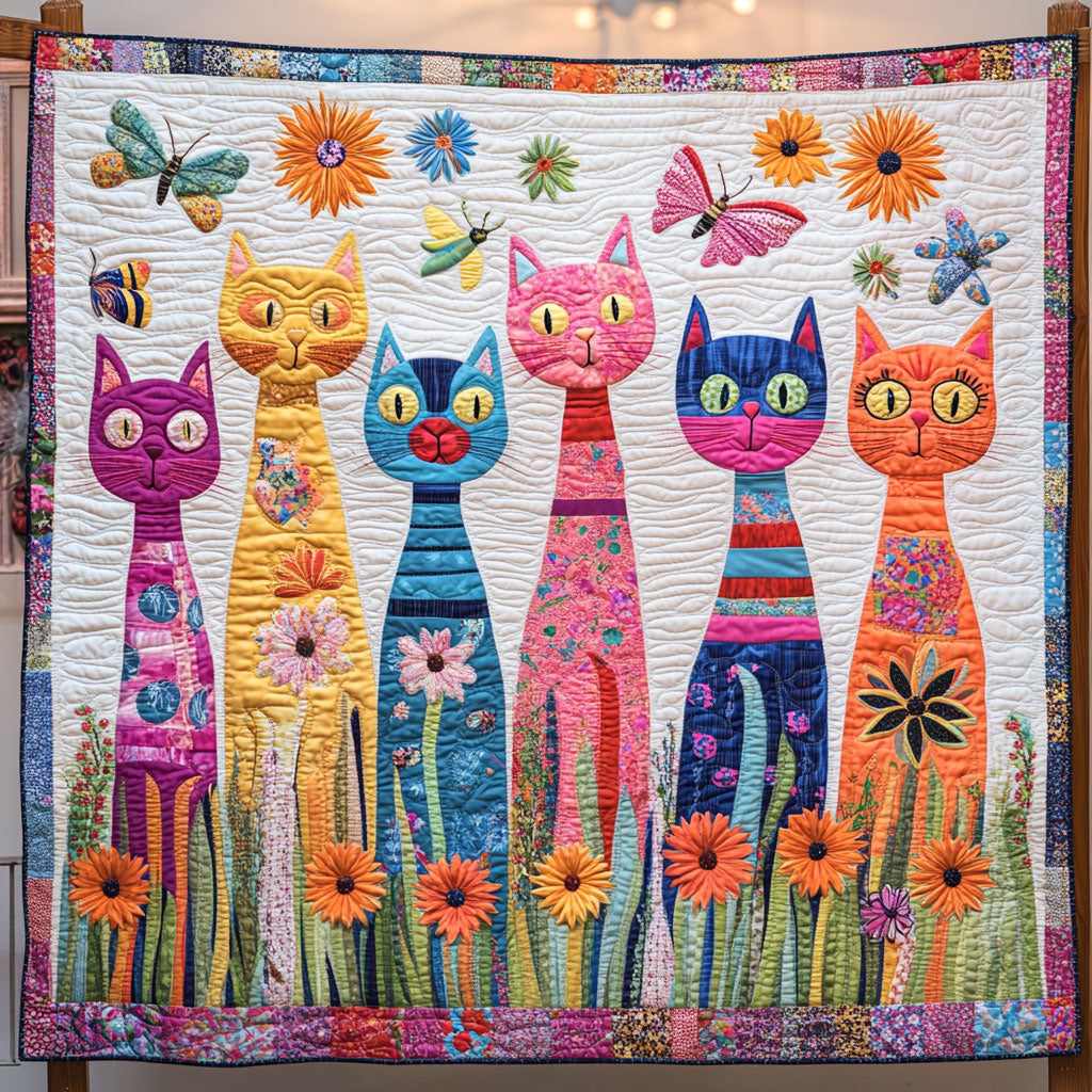 Floral Whimsical Cat CW2907025CL Quilt