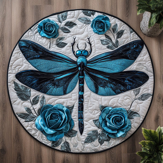 Turquoise Dragonfly CM2304029CL Quilted Round Mat