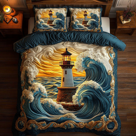 Lighthouse In Storm WY1208077CL Duvet Cover Set