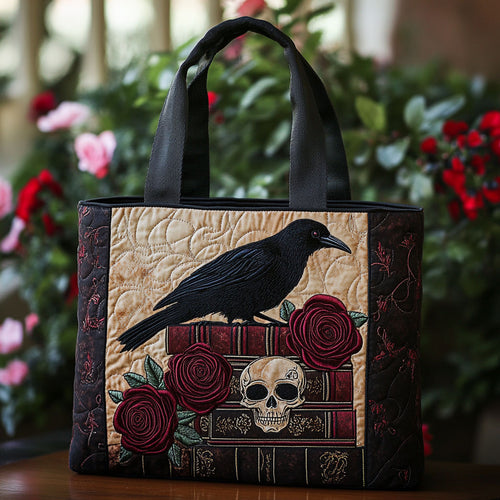 Mystic Raven Skull CW0901006CL Quilted Tote Bag