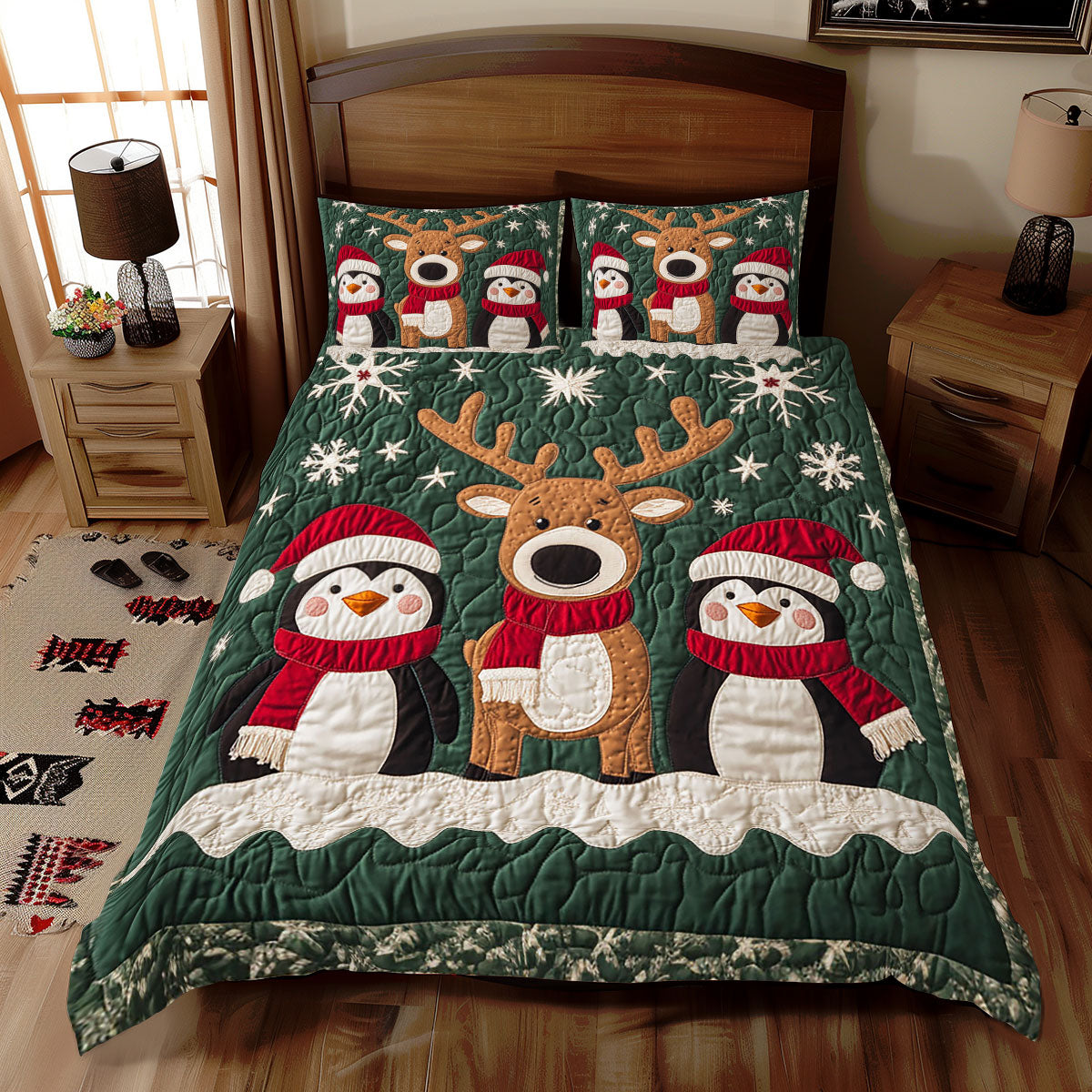 Christmas Reindeer And Penguin WJ2611034CL Duvet Cover Set