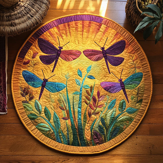 Dragonfly Frontal Sunset WY1706059CL Quilted Round Mat
